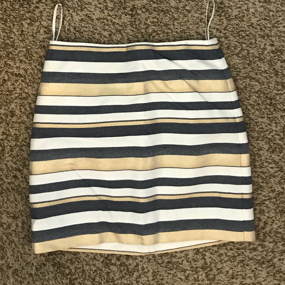 J. Crew metallic stripe skirt